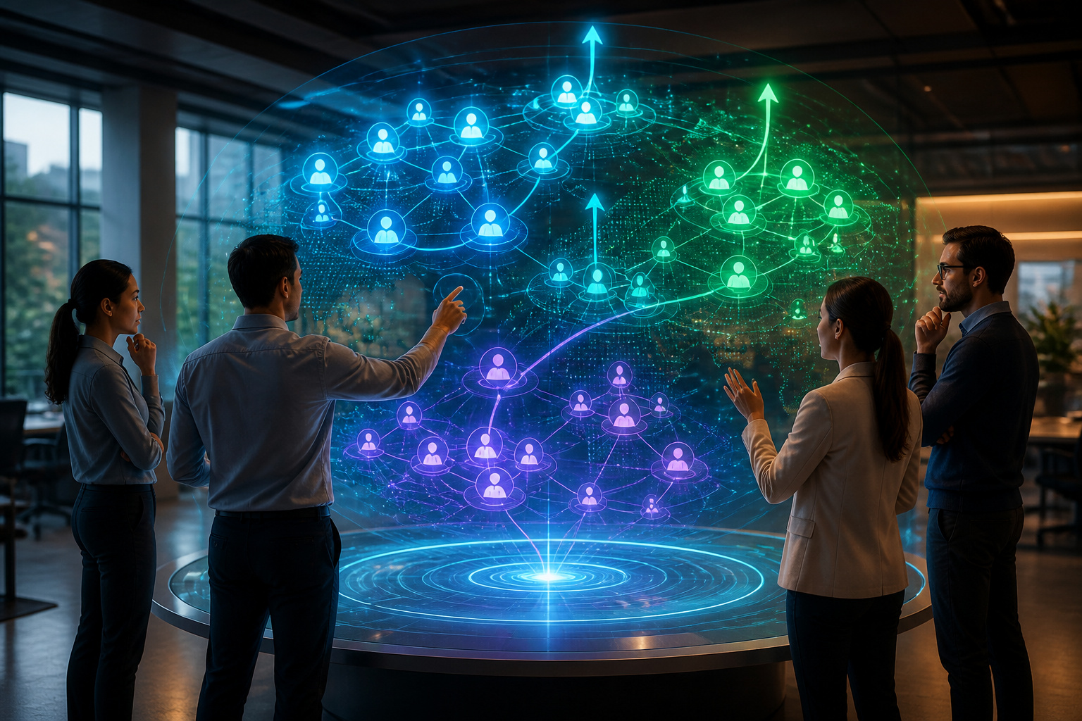 Infographie holographique de cartographie des competences