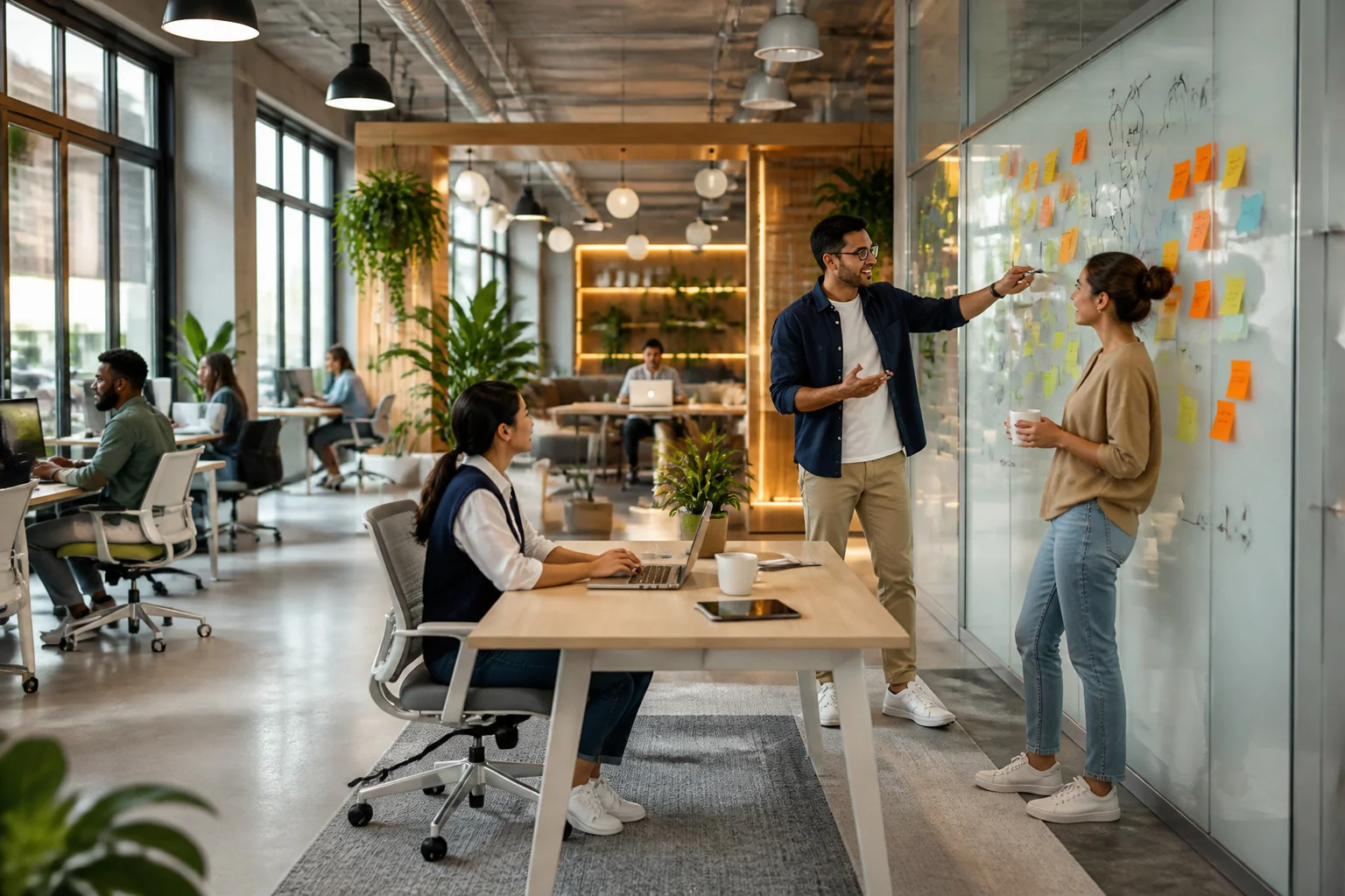 Espace de coworking moderne et lumineux