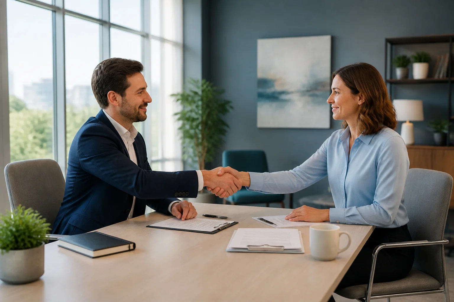 Poignee de main professionnelle dans un bureau moderne