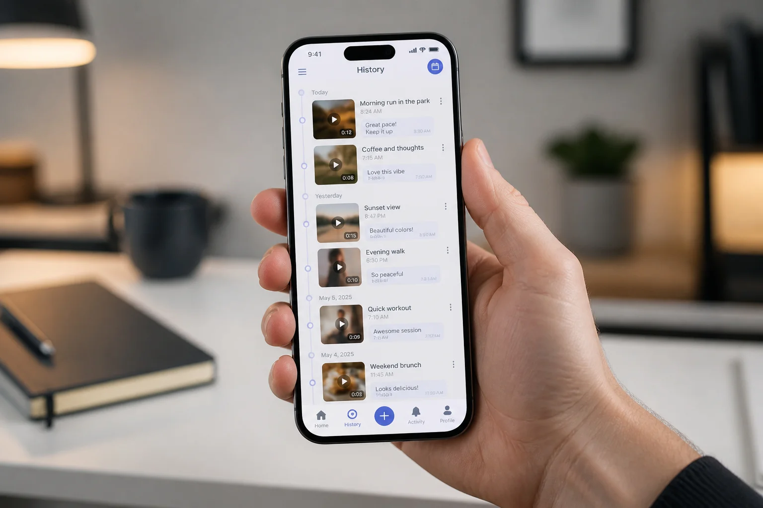 Historique video sur smartphone moderne